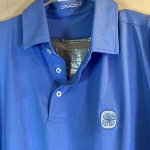 B Draddy Sport  Polo Shirt Blue Shamrock Performance Golf Stretch Men Large